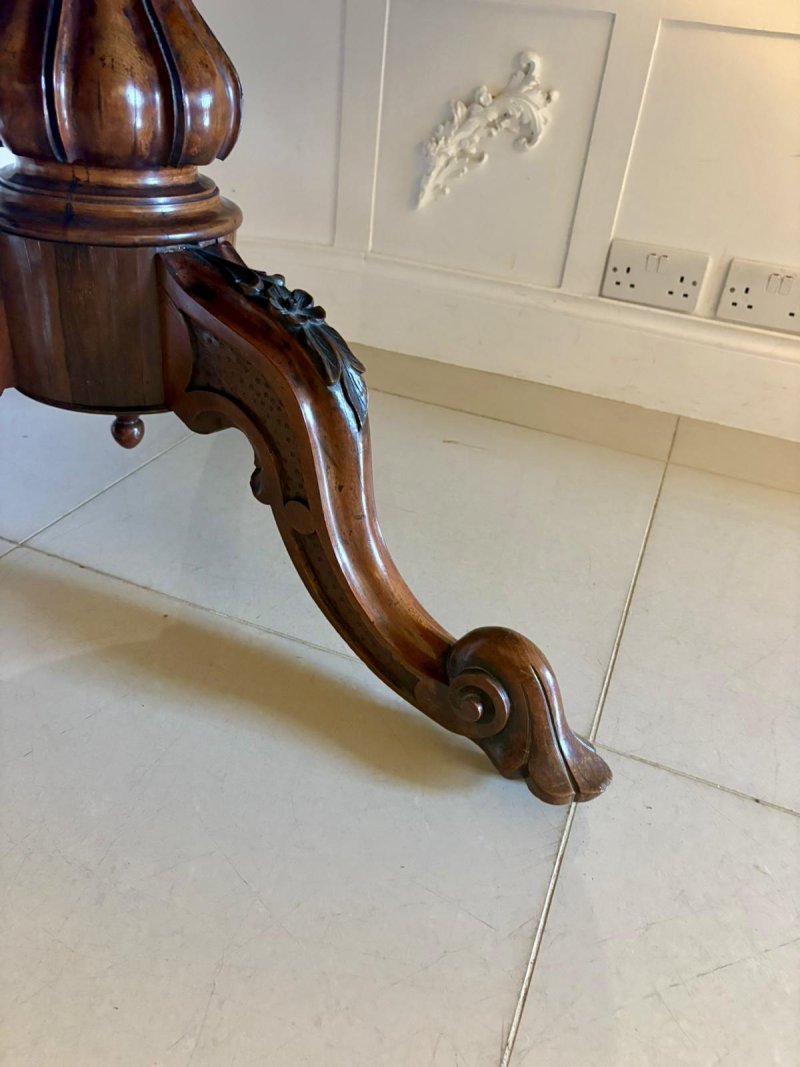 Antique Victorian Quality Carved Rosewood Circular Dining Table - Image 11